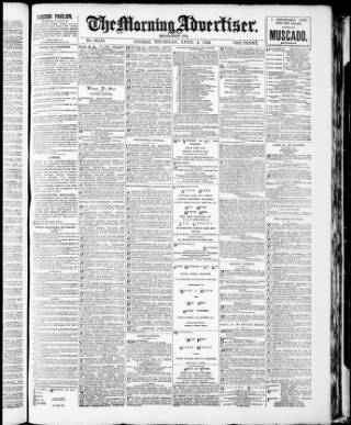 cover page of Morning Advertiser published on April 4, 1912
