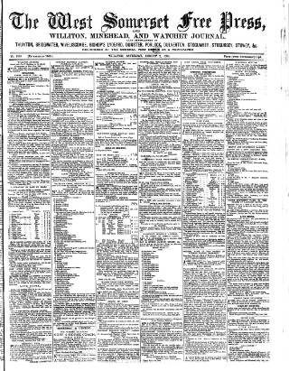 cover page of West Somerset Free Press published on August 2, 1884