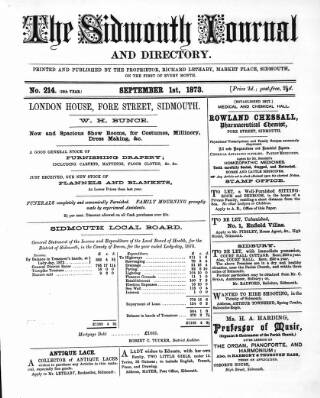 cover page of Sidmouth Journal and Directory published on September 1, 1873