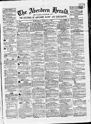 cover page of Aberdeen Herald published on March 19, 1859