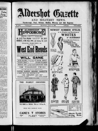 cover page of Aldershot Military Gazette published on June 18, 1931