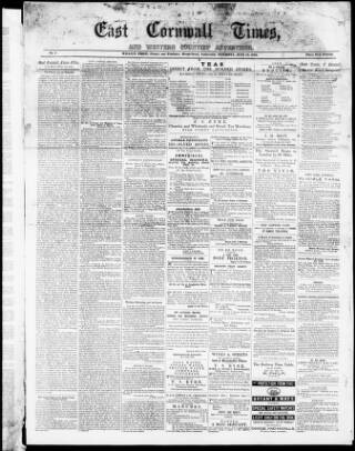 cover page of East Cornwall Times and Western Counties Advertiser published on June 18, 1864