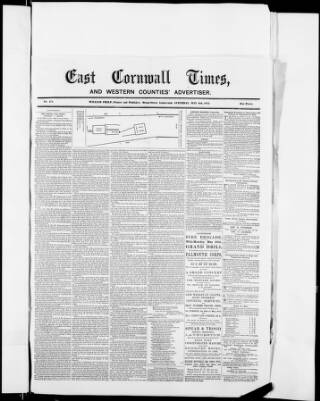 cover page of East Cornwall Times and Western Counties Advertiser published on May 4, 1872