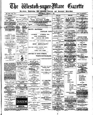cover page of Weston-super-Mare Gazette, and General Advertiser published on August 2, 1905