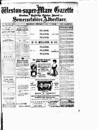 cover page of Weston-super-Mare Gazette published on February 2, 1910