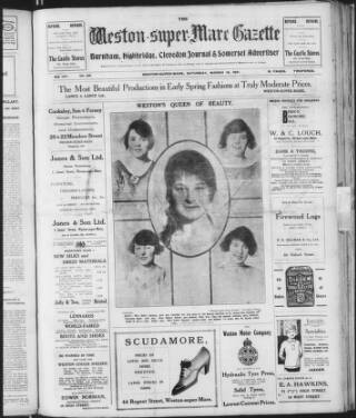 cover page of Weston-super-Mare Gazette published on March 19, 1921