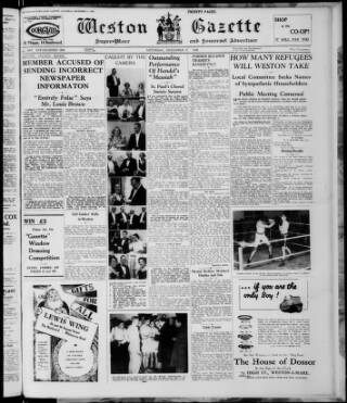 cover page of Weston-super-Mare Gazette published on December 17, 1938