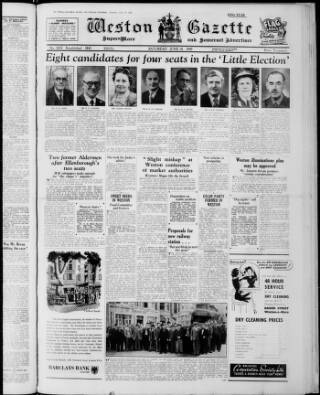 cover page of Weston-super-Mare Gazette published on June 18, 1949