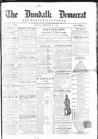 cover page of Dundalk Democrat published on February 2, 1867