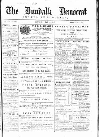 cover page of Dundalk Democrat published on May 4, 1867