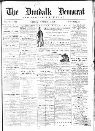 cover page of Dundalk Democrat published on November 2, 1867
