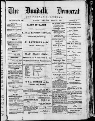 cover page of Dundalk Democrat published on March 19, 1887