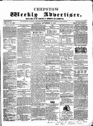 cover page of Chepstow Weekly Advertiser published on September 17, 1859