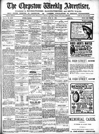 cover page of Chepstow Weekly Advertiser published on June 18, 1904
