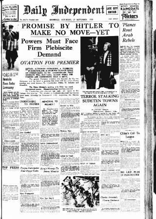 cover page of Sheffield Independent published on September 17, 1938