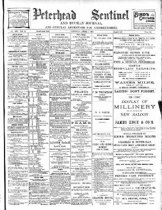 cover page of Peterhead Sentinel and General Advertiser for Buchan District published on April 1, 1905