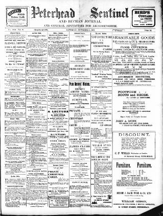cover page of Peterhead Sentinel and General Advertiser for Buchan District published on November 2, 1907