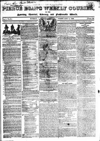 cover page of Pierce Egan's Weekly Courier published on February 8, 1829
