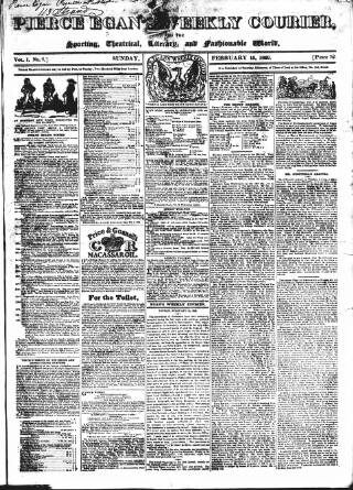 cover page of Pierce Egan's Weekly Courier published on February 15, 1829