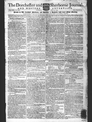 cover page of Dorchester and Sherborne Journal published on June 24, 1796