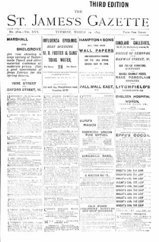 cover page of St James's Gazette published on March 19, 1895