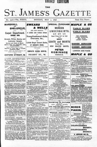 cover page of St James's Gazette published on May 2, 1898