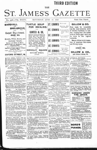 cover page of St James's Gazette published on June 18, 1898