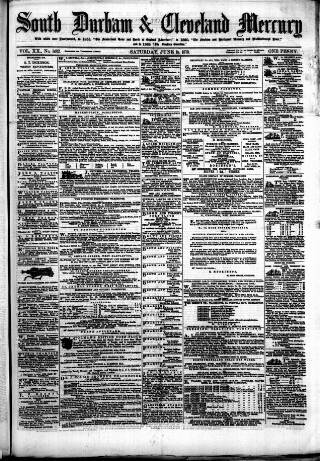 cover page of South Durham & Cleveland Mercury published on June 18, 1870