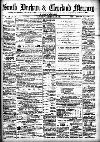 cover page of South Durham & Cleveland Mercury published on September 17, 1870