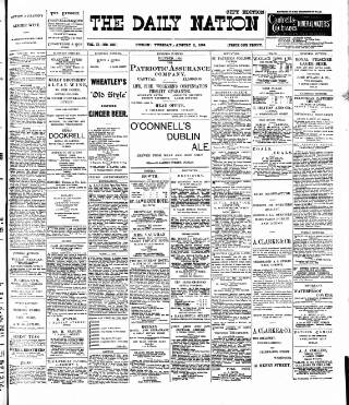 cover page of Dublin Daily Nation published on August 2, 1898