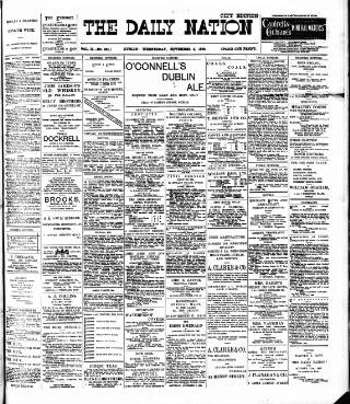 cover page of Dublin Daily Nation published on November 2, 1898