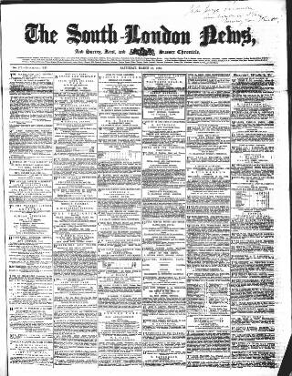 cover page of South-London News published on March 19, 1859