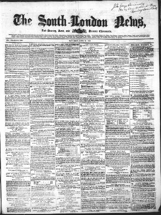 cover page of South-London News published on June 18, 1859