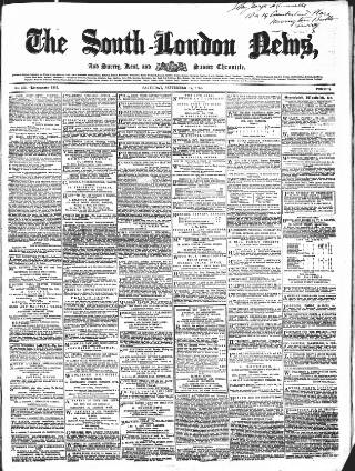 cover page of South-London News published on September 17, 1859