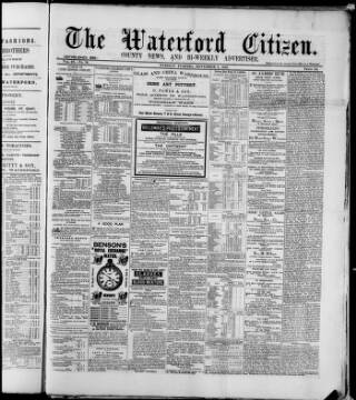 cover page of Waterford Citizen published on November 2, 1886