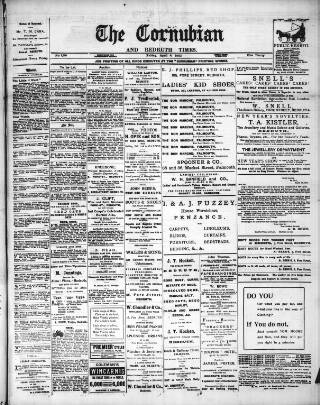 cover page of Cornubian and Redruth Times published on April 4, 1902