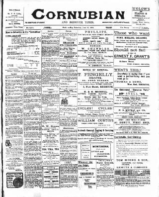 cover page of Cornubian and Redruth Times published on June 18, 1904