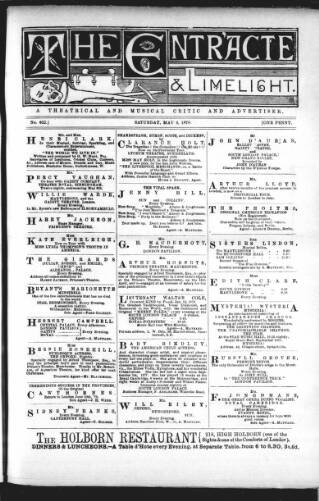 cover page of London and Provincial Entr'acte published on May 4, 1878