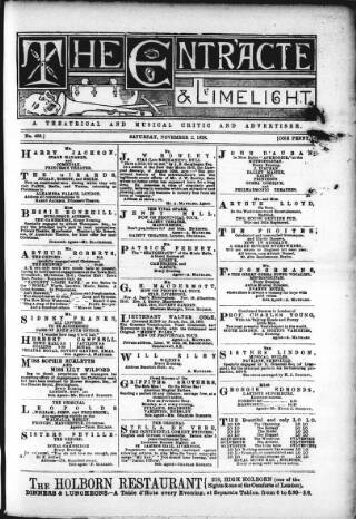 cover page of London and Provincial Entr'acte published on November 2, 1878