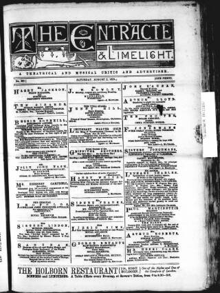cover page of London and Provincial Entr'acte published on August 2, 1879