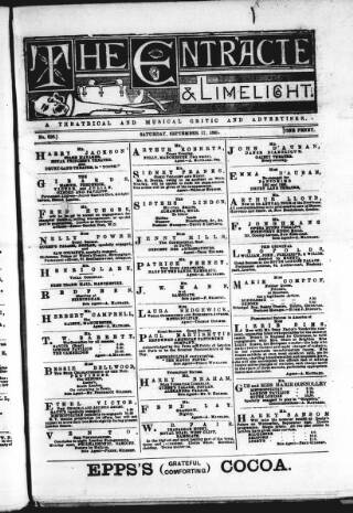 cover page of London and Provincial Entr'acte published on September 17, 1881