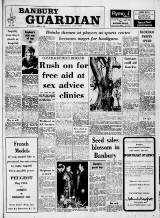 cover page of Banbury Guardian published on April 4, 1974