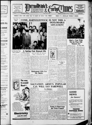 cover page of Barnoldswick & Earby Times published on May 4, 1956