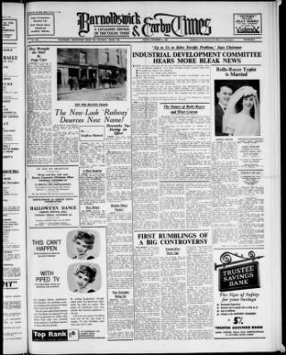 cover page of Barnoldswick & Earby Times published on November 2, 1962