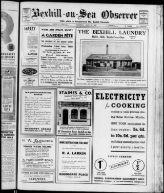 cover page of Bexhill-on-Sea Observer published on June 18, 1938