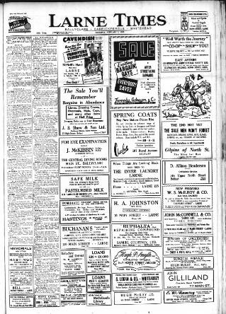 cover page of Larne Times published on February 2, 1950