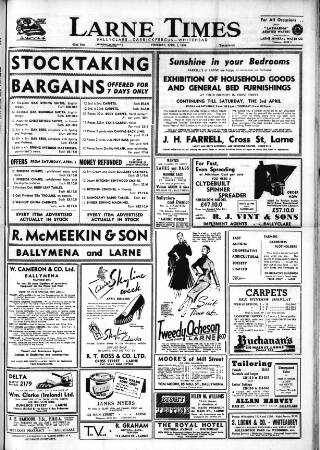 cover page of Larne Times published on April 1, 1954