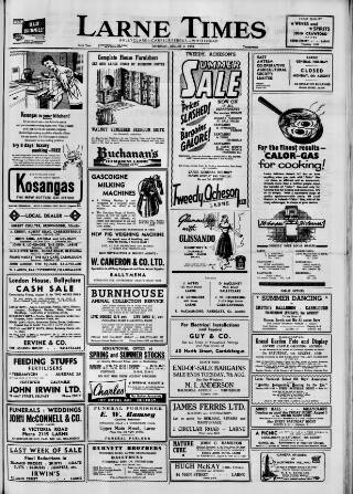 cover page of Larne Times published on August 2, 1956