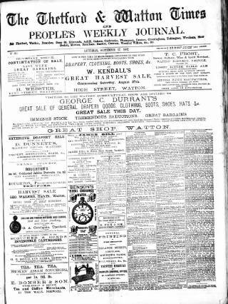 cover page of Thetford & Watton Times published on September 17, 1887