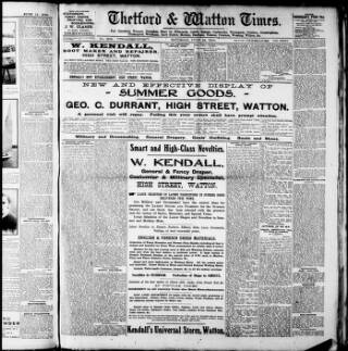 cover page of Thetford & Watton Times published on June 18, 1910